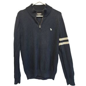 Abercrombie & Fitch 1/4 Zip Navy Blue Crewneck Sweater Men's Size M H17